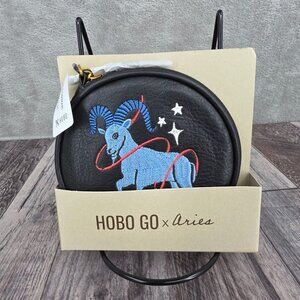 HOBO Revolve Pouch Go Clip Aries Black Leather Colorful Embroidered Zodiac New